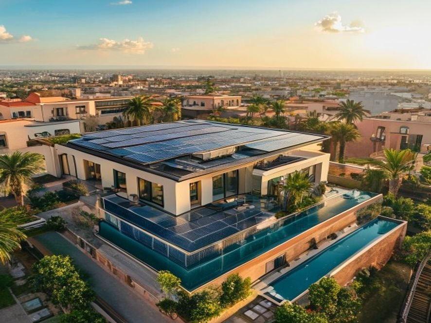 Villa équipée de panneaux solaires